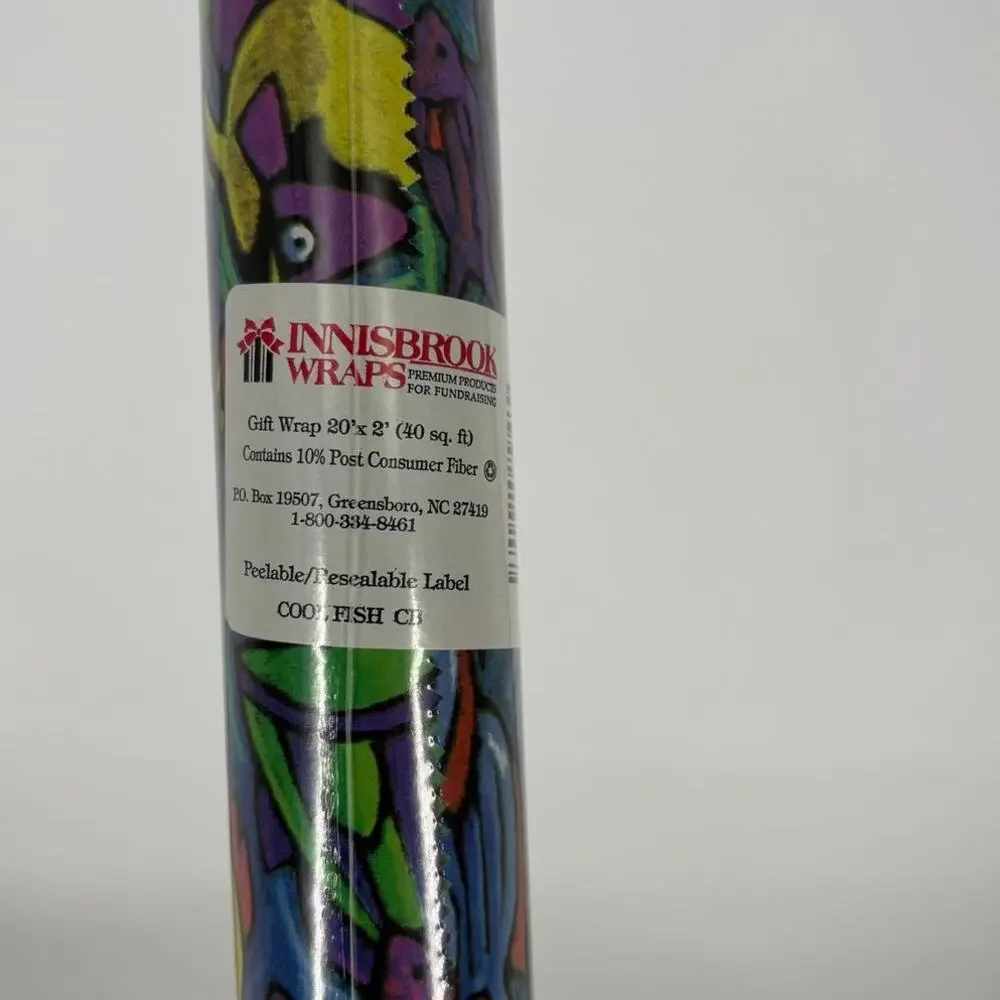 Vintage 90s Innisbrook Wraps Coolfish Fish Pattern 20x2 40 sq ft FACTORY SEALED